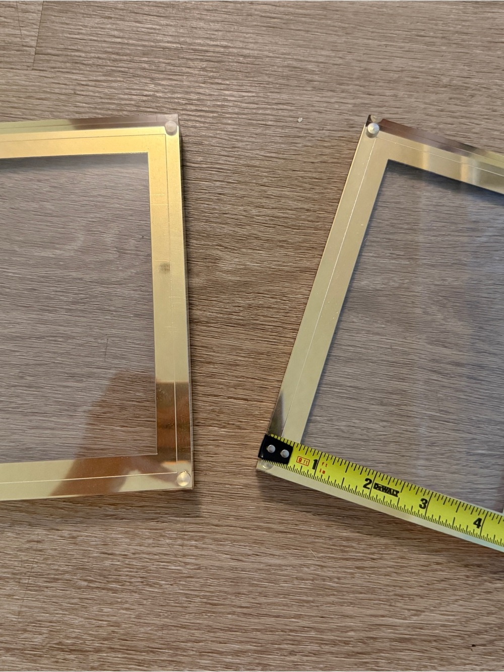 Brand New Set of 2 Gold Magnetic Acrylic Photo Frames 5x7
